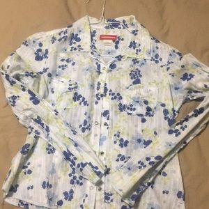 Blue floral button down
